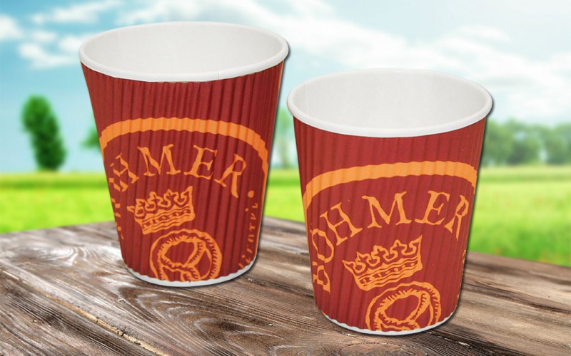 Kaffeebecher Pappe mit Druck, weiß - zwei Größen
