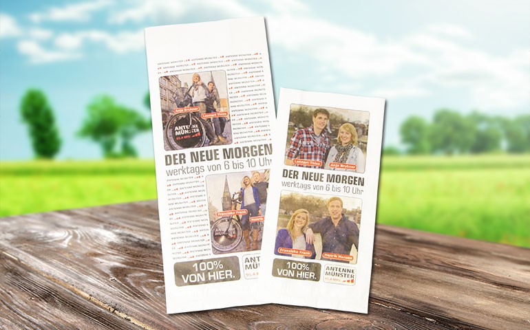 Bäckerfaltenbeutel mit Druck, weiß 2 Größen