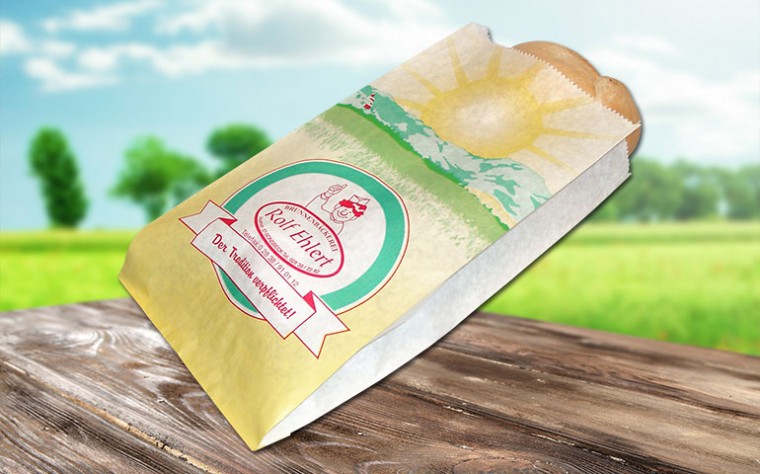 Abbildung: Brötchentüten mit Druck weiß 20+7x45 cm