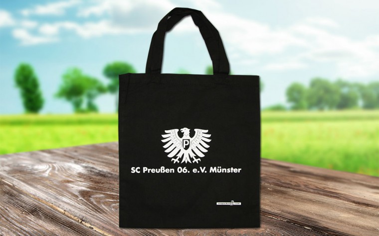 Abbildung: Baumwolltasche Berlin schwarz Druck 1-farbig weiß 38x42 cm