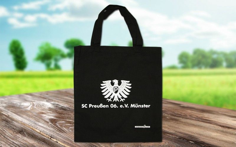 Baumwolltasche Berlin schwarz Druck 1-farbig weiß 38x42 cm