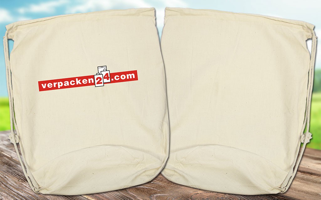 Baumwoll-Matchbeutel Mannheim natur mit Druck 38x45 cm