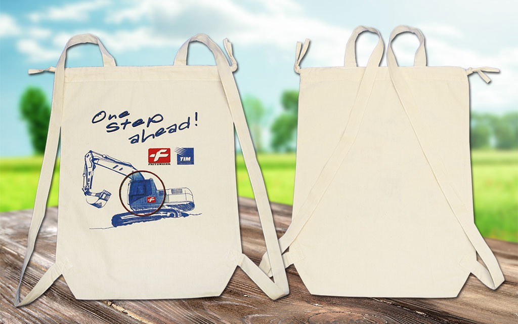 einfacher Rucksack aus Baumwolle bedruckt 38x50 cm