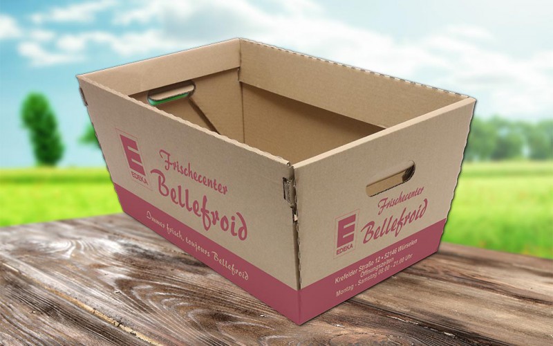 Einkaufskorb aus Wellpappe mit eigenem Druck - 457x257x240 mm
