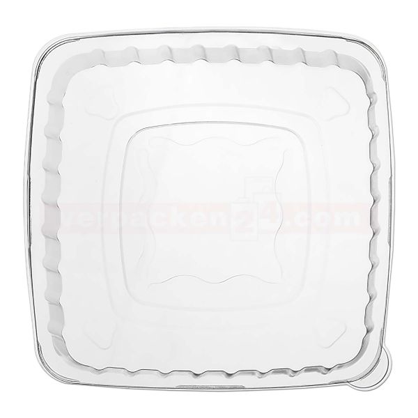 Bagasse-Salatschale ECO quadratisch - DECKEL - kristallklar, recycelbarem PET