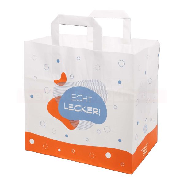 Papiertragetasche, Konditor Echt lecker - weiß glatt FSC®