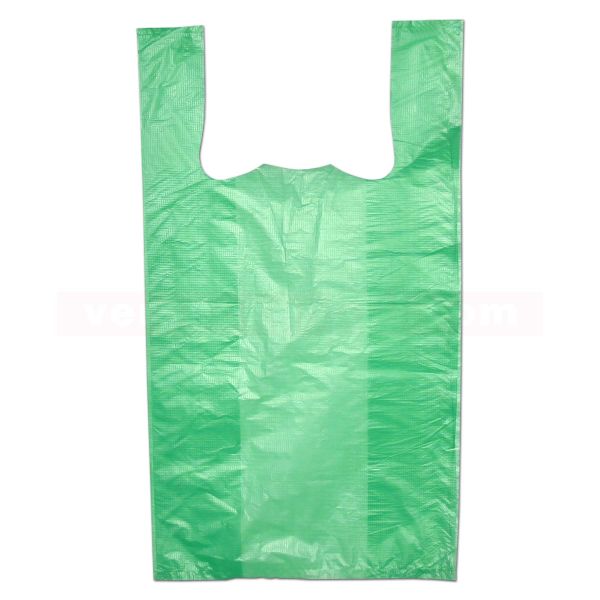 HDPE-Hemdchentaschen, grüne Folie, geblockt - 30+18x55 cm - geprägt