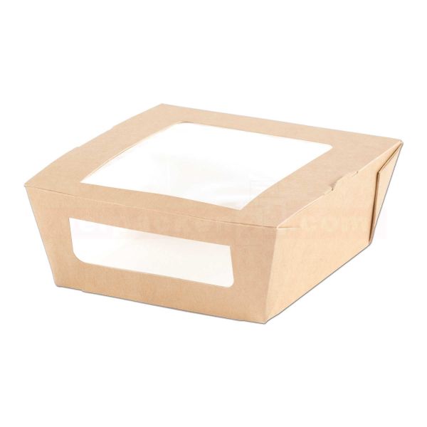 Menübox braun mit PLA-Fenster - Duni BioPak - FSC