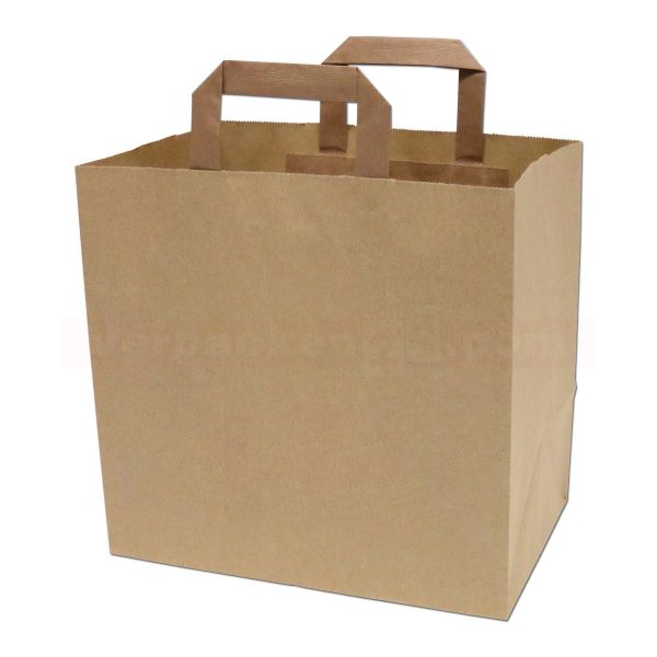 Papiertragetasche Göttingen - braun glatt - 26+17x25cm - nassfest