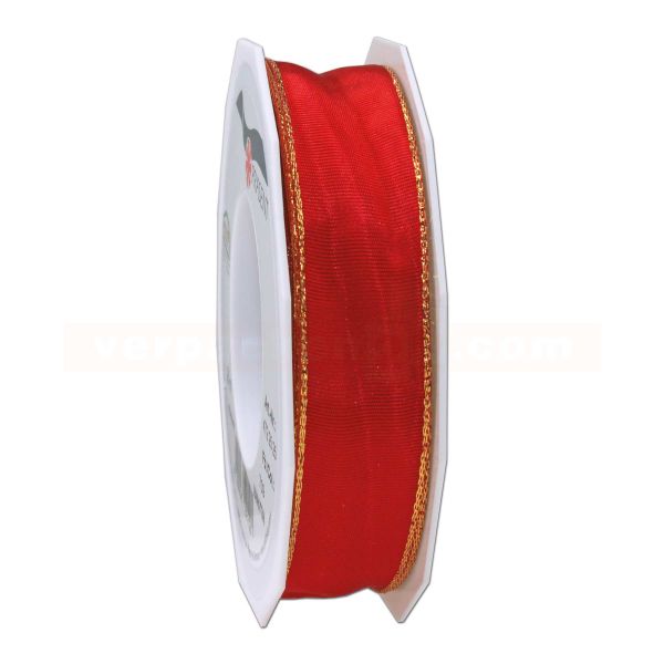 Schleifenband Manhattan Weihnachten 40 mm - rot - Drahtkante
