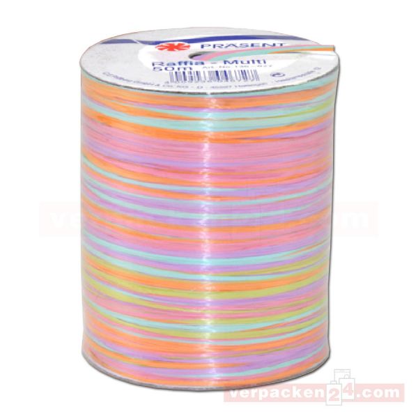 Bastband auf Spule - Raffia Multicolour 50 m - rosa (027)