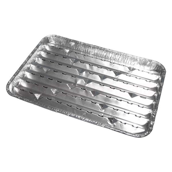 Alu-Grillschalen, 1-geteilt, gelocht, 1280 ml - 344x224 mm