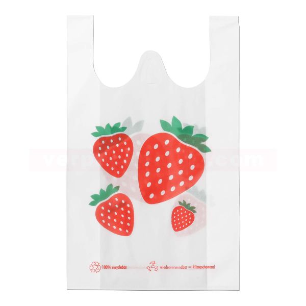 Non-Woven Hemdchentaschen Hannover, weiß - Erdbeermotiv - 32+13x53cm