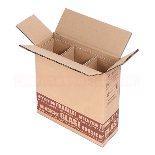 Flaschenversandkarton, 3 Flaschen - Versandverpackung PTZ