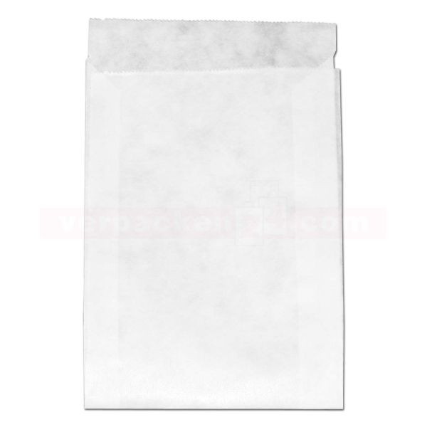 Flachbeutel (Zweinaht), weiß Kraftpapier