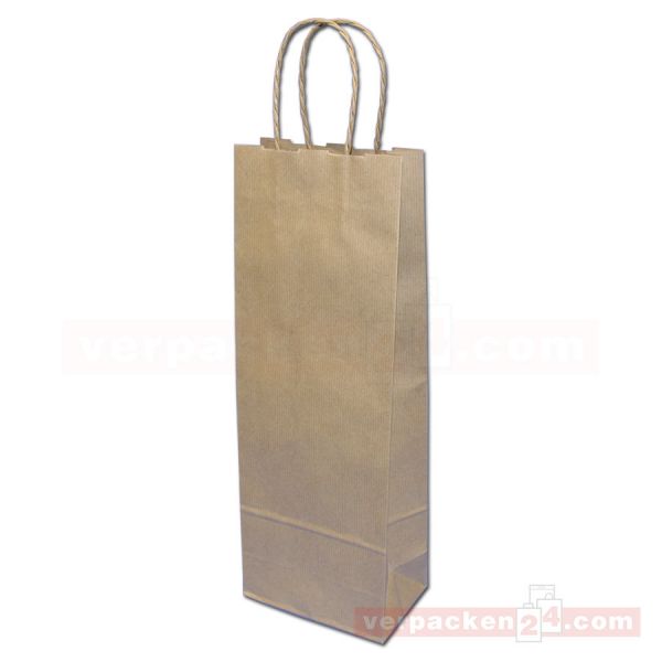 Wein-Flaschentasche mit Kordel, 1 Flasche 14+8x39cm - braun