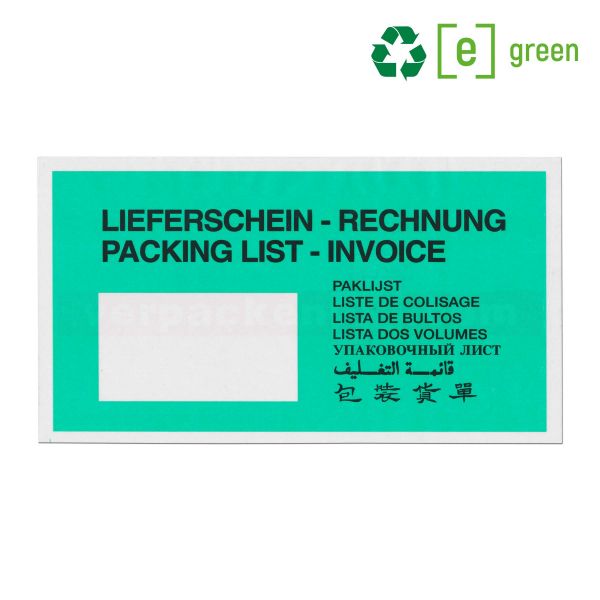 Perga-Lieferscheinhüllen, grün - LS/RE - lang DIN - aus Papier