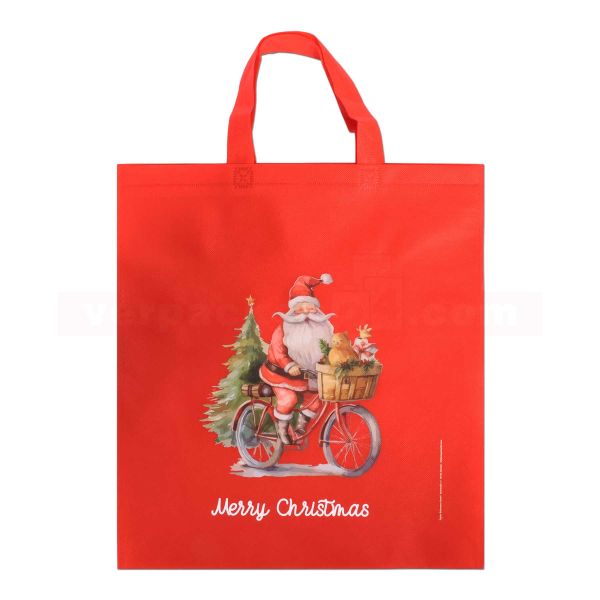 Weihnachten Tragetasche Kiel, rot - Cycling Santa - 38x42cm
