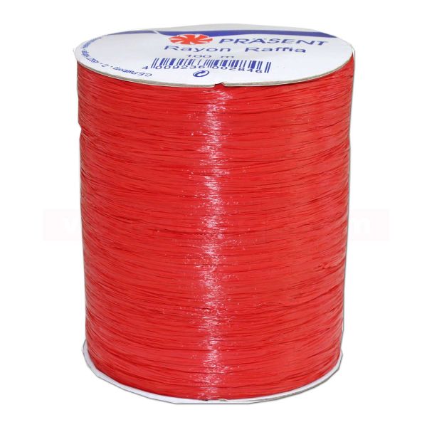 Bastband auf Spule - Rayon Raffia - 100 m - matt rot (609)