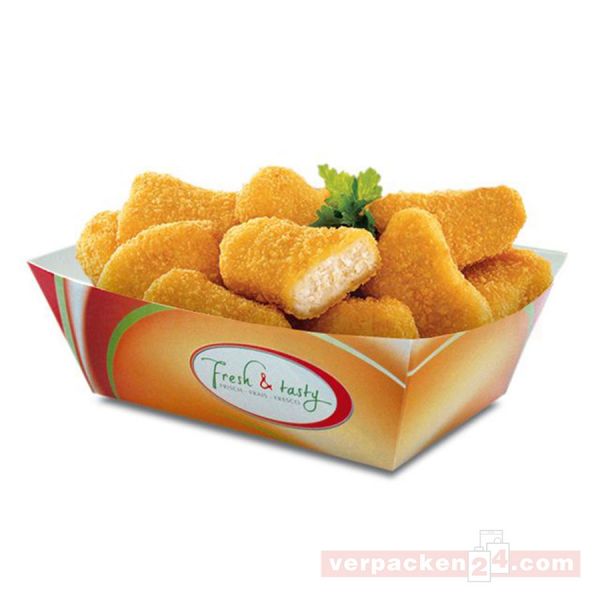 Snackschale, weiß - Fresh & Tasty - aus Pappe - 100x63x42 mm