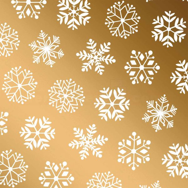 Weihnachts Geschenkpapier St 921225, Rolle 70cm, Schneeflocken gold