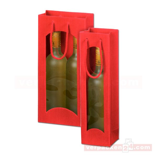 Flaschentaschen Sichtfenster, Welle offen, rot