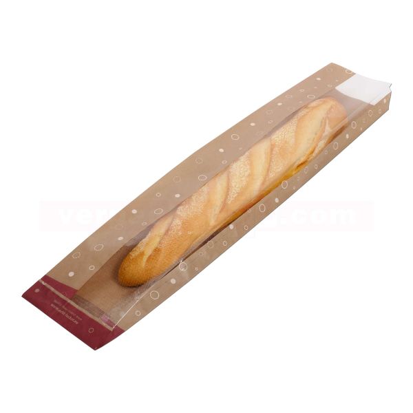 Baguette Sichtstreifenbeutel braun - Echt lecker - 12+5x61cm FSC®