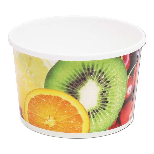 Eisbecher aus Hartpapier, Neutraldruck Obst und Früchte, rund - 1000 ccm
