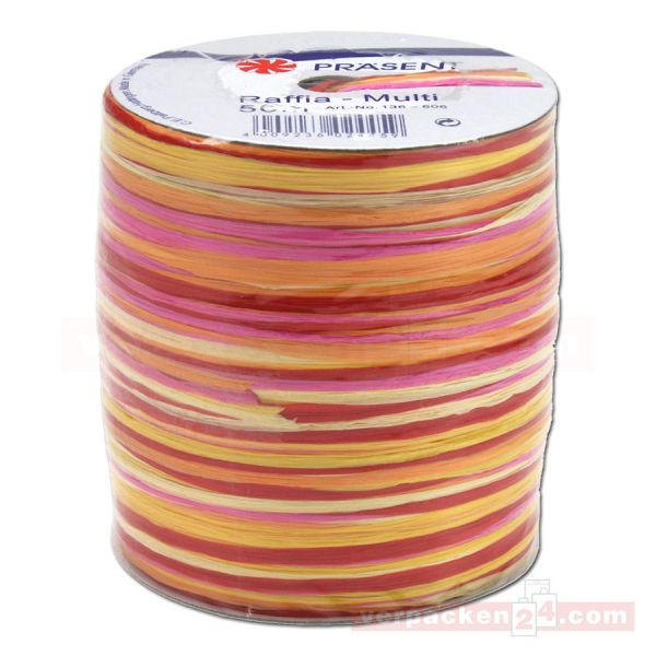 Bastband auf Spule - Raffia Multicolour 50 m - pink (606)