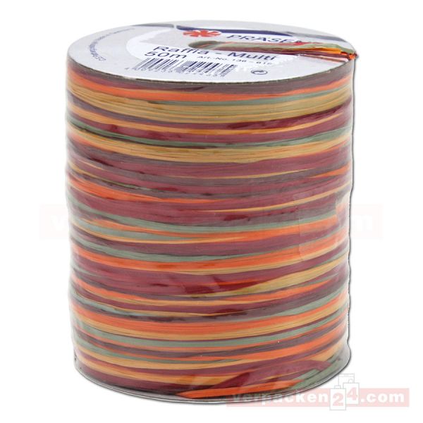 Bastband auf Spule - Raffia Multicolour 50 m - bordeaux (619)