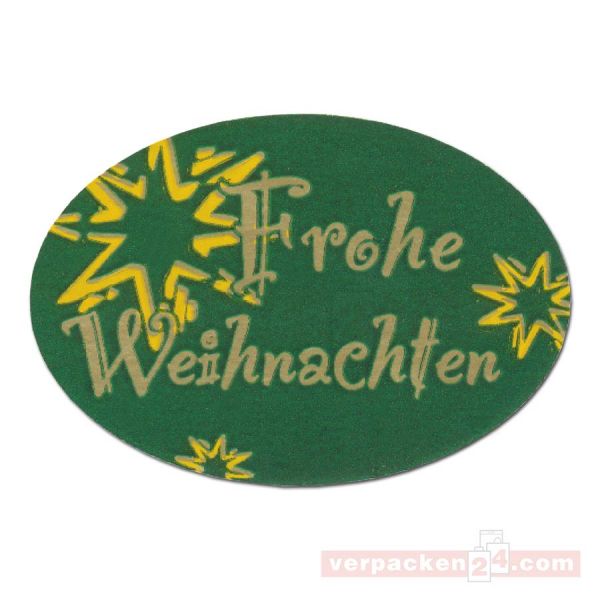 SKL-Etiketten, neutral - Frohe Weihnachten - grün - oval