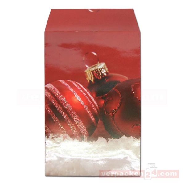 Weihnachts-Geschenktasche - Kugeln rot - 15+5x23+4cm