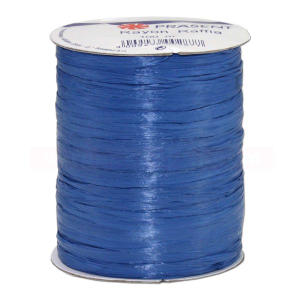 Bastband auf Spule - Rayon Raffia - 100 m - matt blau (614)