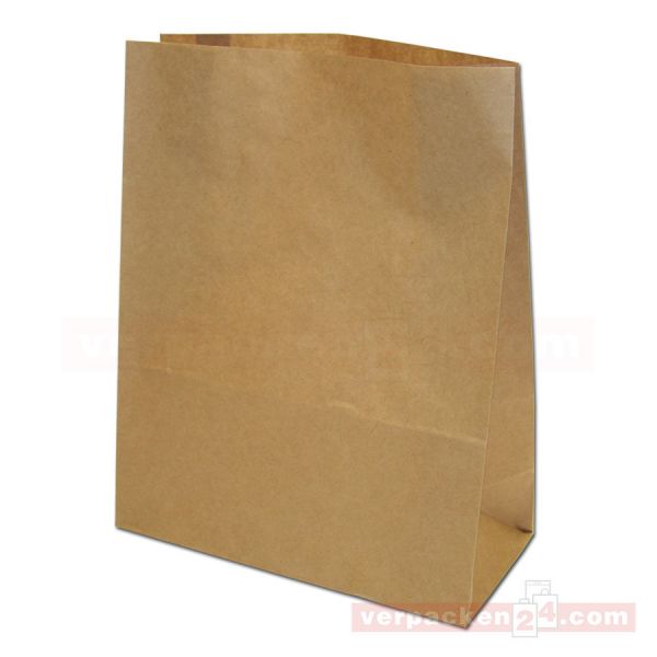 Blockbodenbeutel, braun - Lunchtüte Fastfood - 23+12x28 cm
