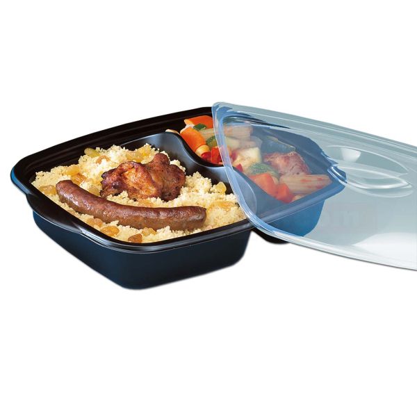 Menüschalen MARMIPACK, schwarz - 2-geteilt - 900 ml