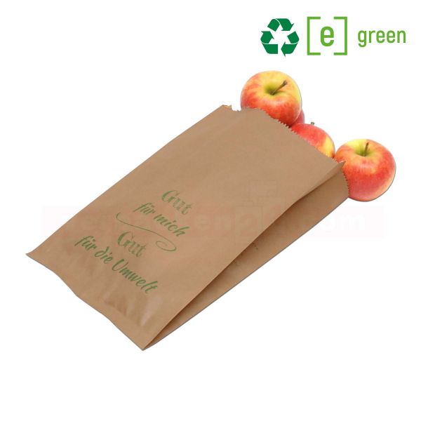 Obstfaltenbeutel, braun Natron - Motiv Gut - 20+7,0x32cm