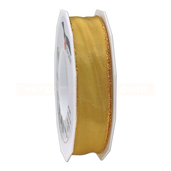 Schleifenband Manhattan Weihnachten 40 mm - gold - Drahtkante