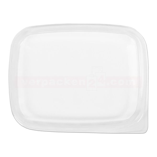 Feinkostbecher braun eckig - Deckel - PET transparent - 108x82mm