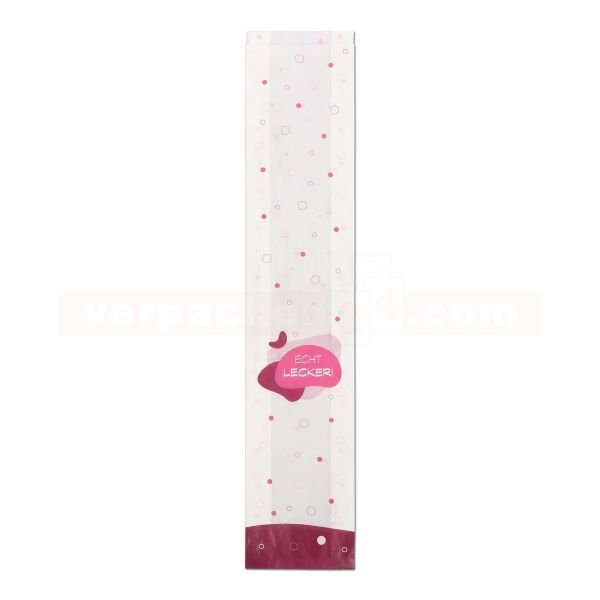 Baguettefaltenbeutel weiß - Echt lecker - 12+5x58cm