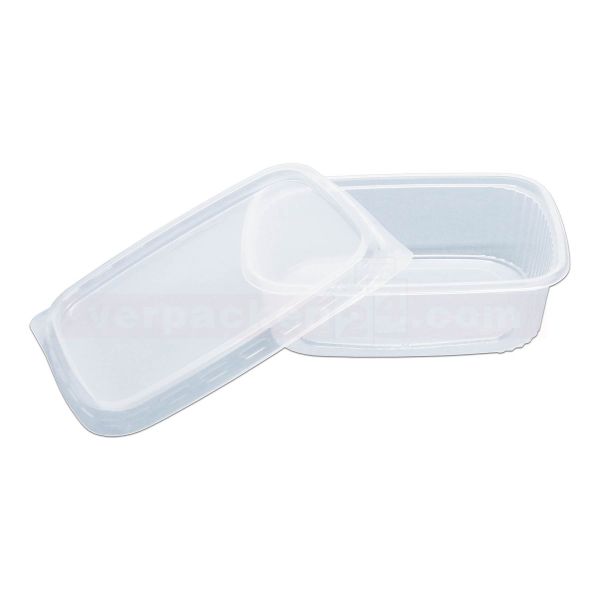 Kombibecher KR eckig - Becher + Deckel - PP transparent