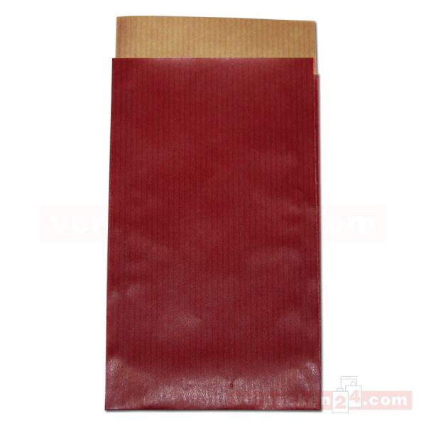 Flachbeutel (2N), Vollfläche uni bordeaux + rot