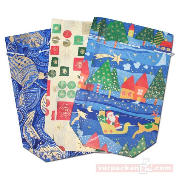 Weihnachts-Zugschnurbeutel, Seiden - 1,5 kg - 18x28 cm