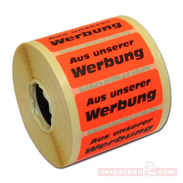 Hinweisetikett selbstklebend - Aus unserer Werbung - 50x20mm