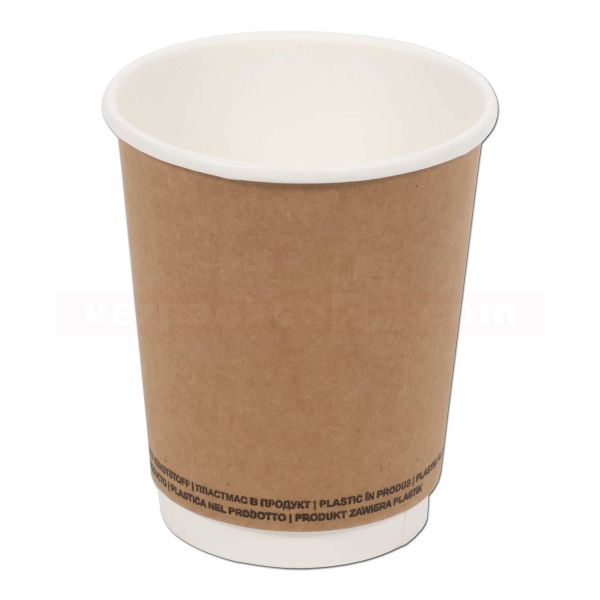 Ausschankbecher Hartpapier, Duo braun - Kaffeebecher 2-wandig