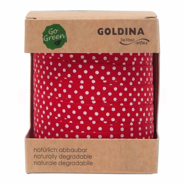Baumwoll-Ringelband Punkte 10 mm, Rolle - rot (20)