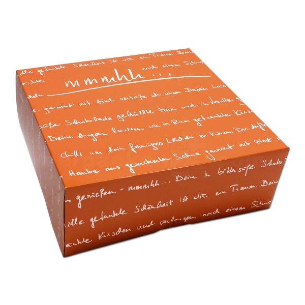 Tortenkarton, mit Deckel - mmmhh orange - 320x320x115mm