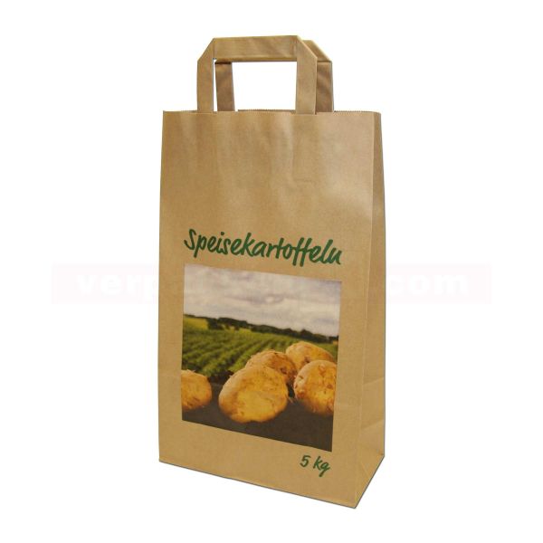 Papiertragetasche, Kartoffeln braun, Landschaft - 22+10x36cm