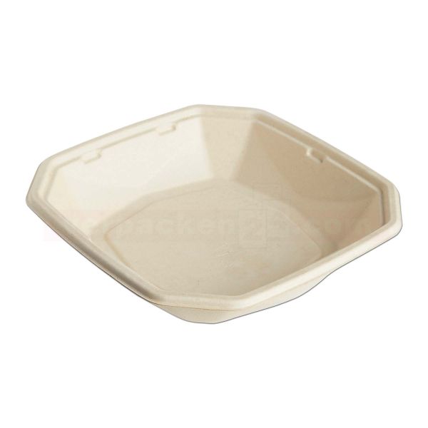 Bagasse Octabagasse Boxen eckig - SCHALE - braun, kompostierbar