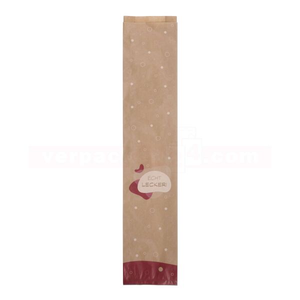 Baguettefaltenbeutel braun - Echt lecker - 12+5x58cm