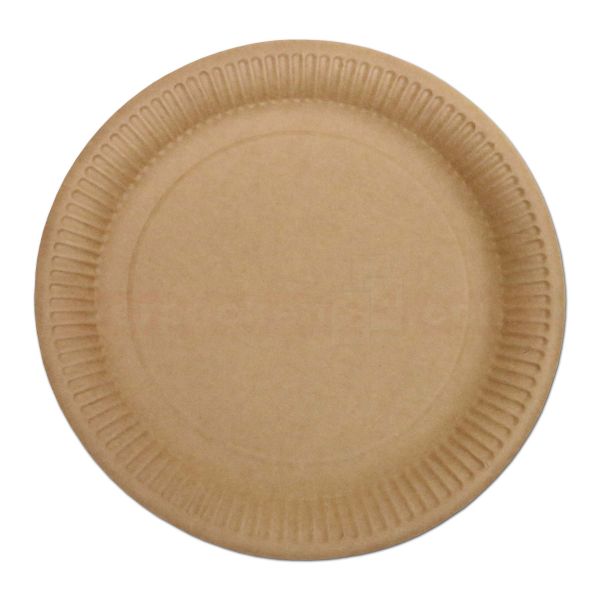 Pappteller rund - Imbissteller braun - 23 cm